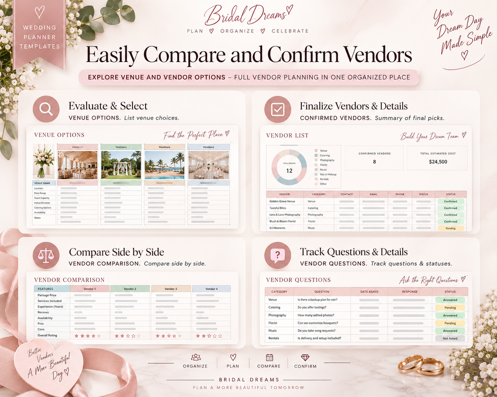 Ultimate Wedding Planner Spreadsheet | Google Sheets & Excel Wedding Planner | Budget Tracker, Guest List, RSVP, Vendor & Wedding Checklist