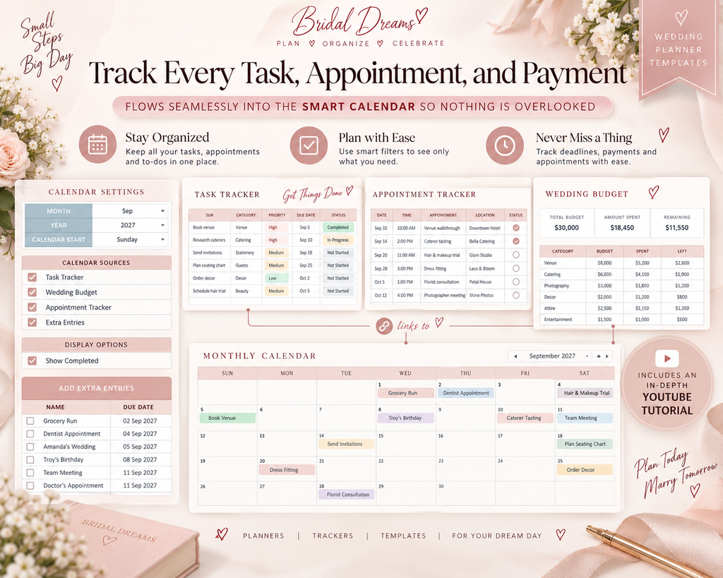 Ultimate Wedding Planner Spreadsheet | Google Sheets & Excel Wedding Planner | Budget Tracker, Guest List, RSVP, Vendor & Wedding Checklist